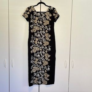 Vintage Young Hawaii Elegant Hawaiian Long Dress with Side Slit